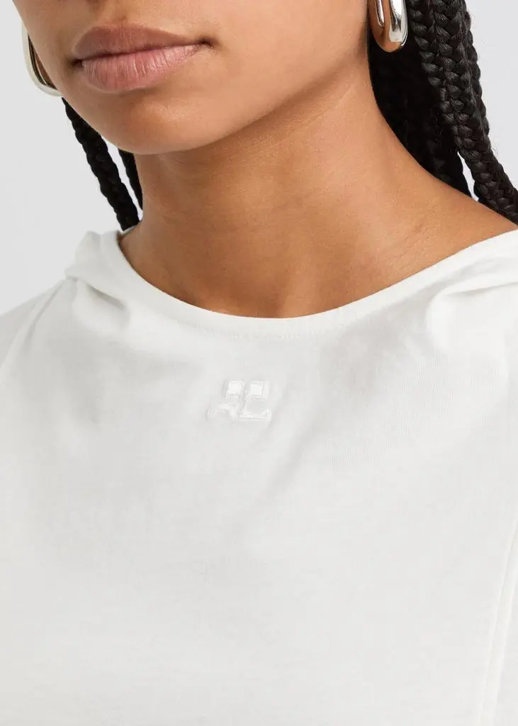 Courrèges Logo hooded cotton T-shirt 5