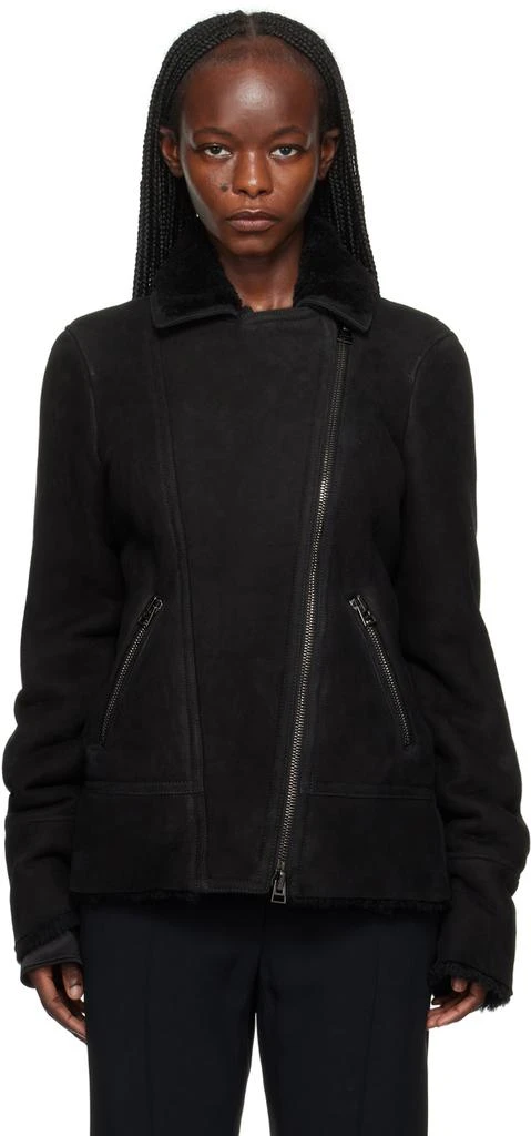 Tom Ford Black Zip Shearling Jacket 1