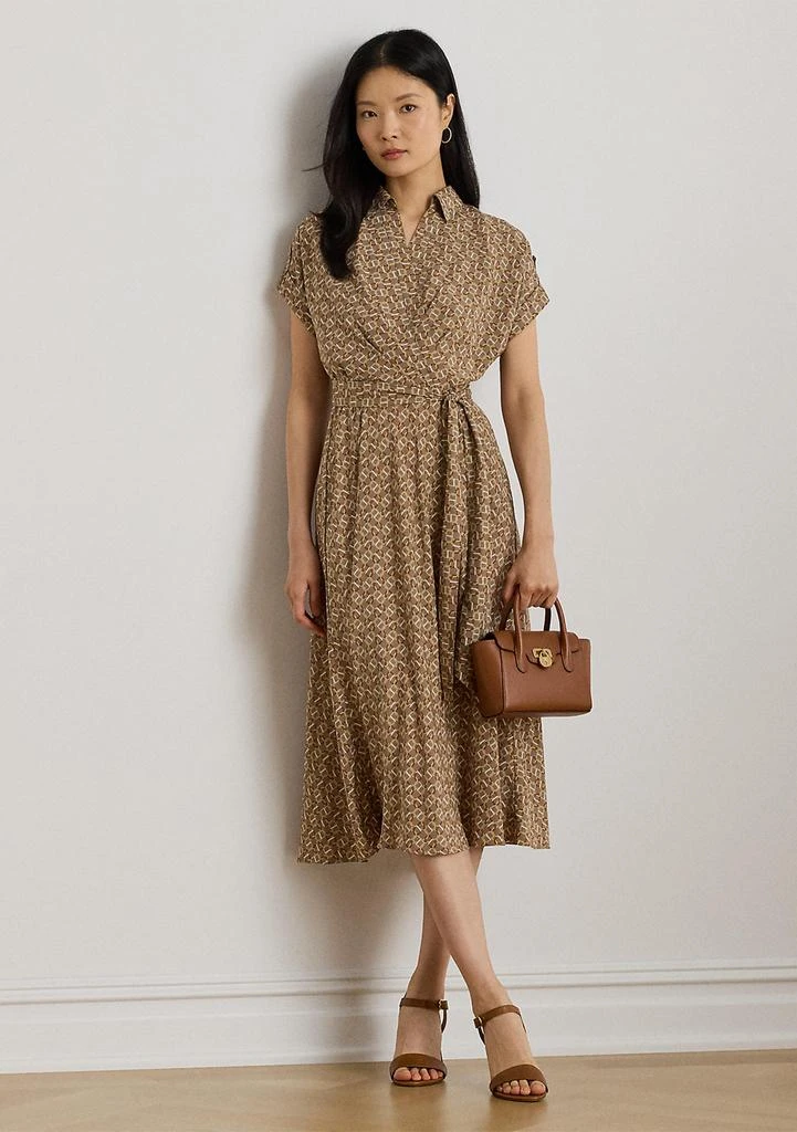 Ralph Lauren Geo-Print Belted Crepe Dress