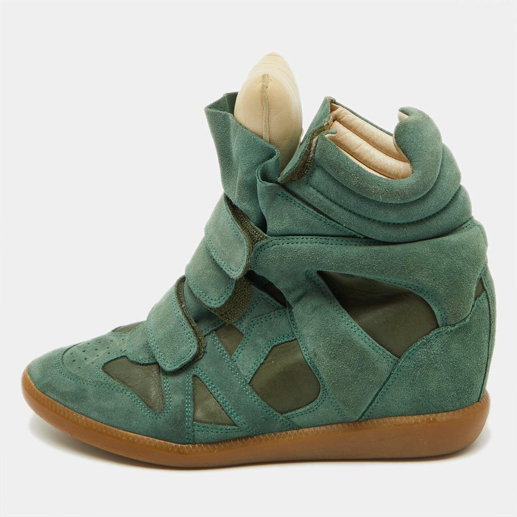 ISABEL MARANT スニーカー グリーン 24cm 美品 Isabel Marant Isabel Marant Green Suede and Leather Bekett Wedge