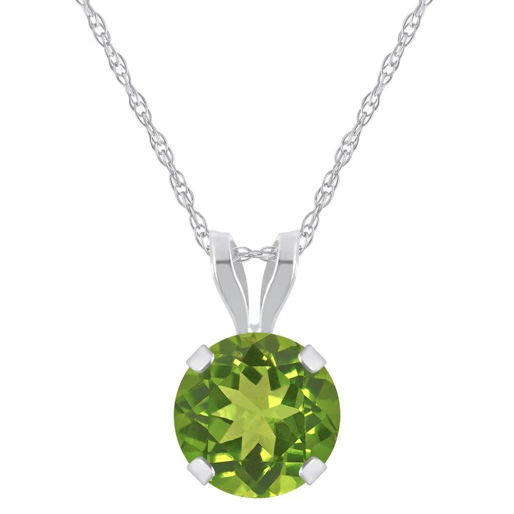 Glistening Jewels 10K Gold 6mm Round Peridot Pendant Necklace