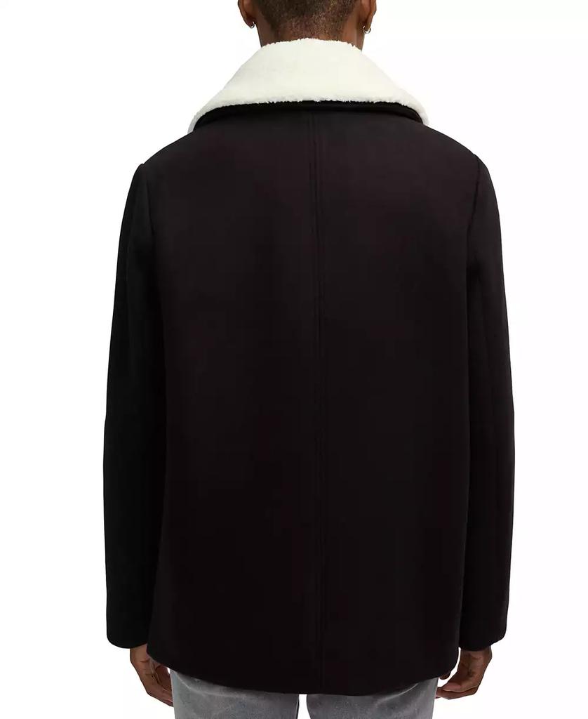 Scotch & Soda Men's Izak Double Breasted Peacoat with Removable Fleece Collar