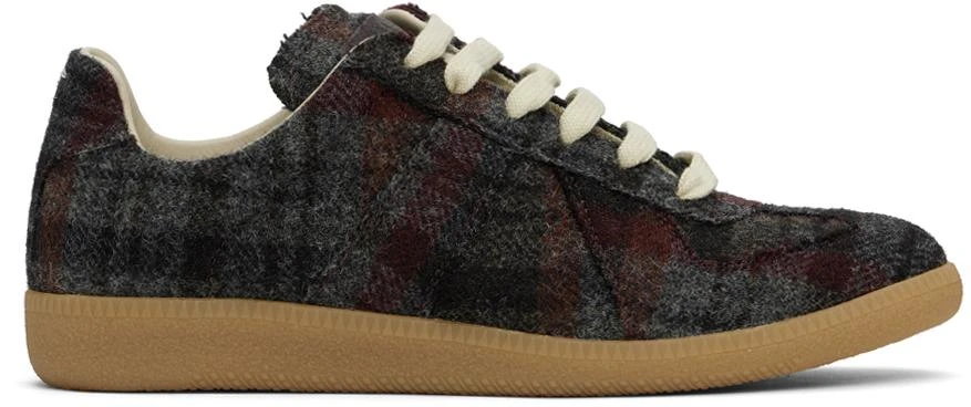 MAISON MARGIELA Gray & Burgundy Recicla Replica Sneakers 1
