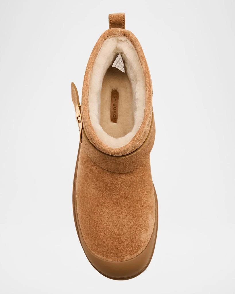 Tory Burch Mellow Suede Shearling Buckle Platform Booties 5