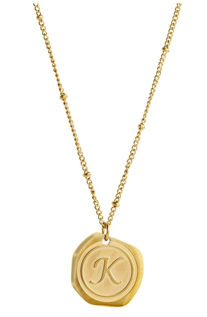Savvy Cie Jewels 22K Yellow Gold Plated Stainless Steel Coin Initial Necklace 8