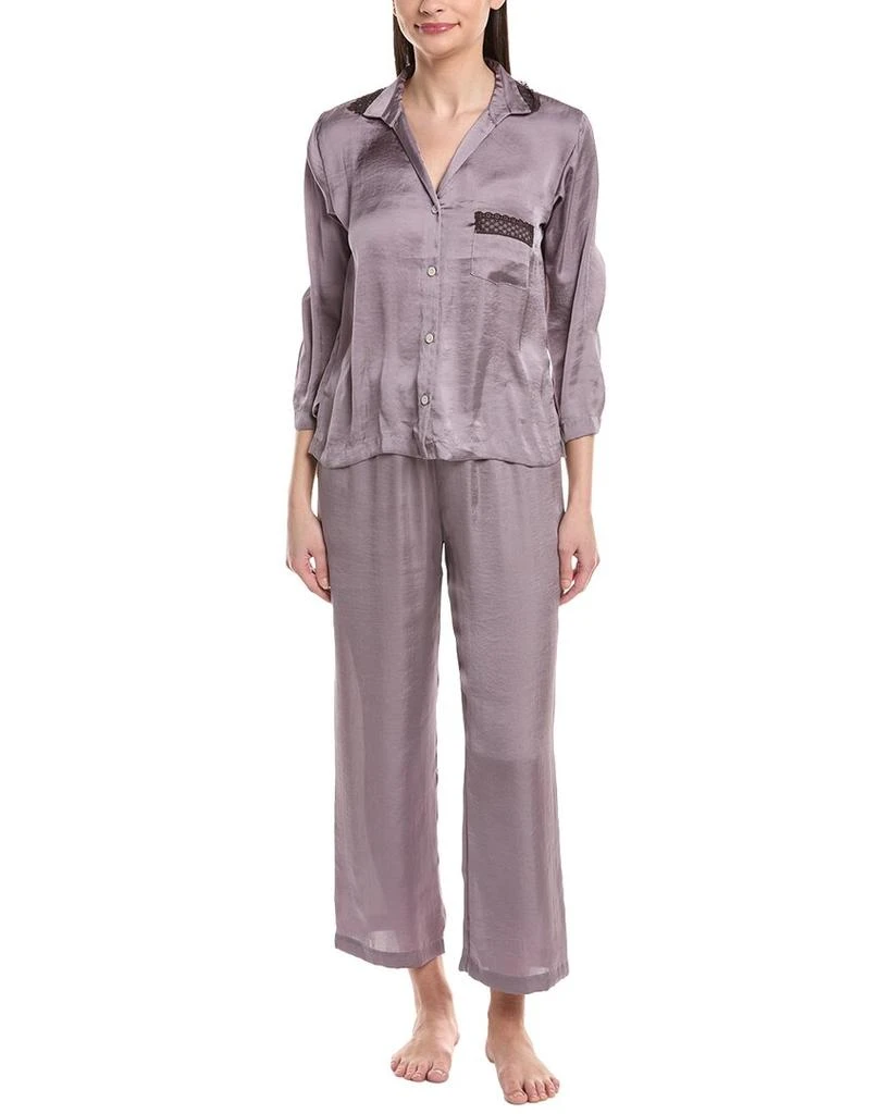 Natori 2pc Ashley Washed Satin Icon Notch Pajama Set