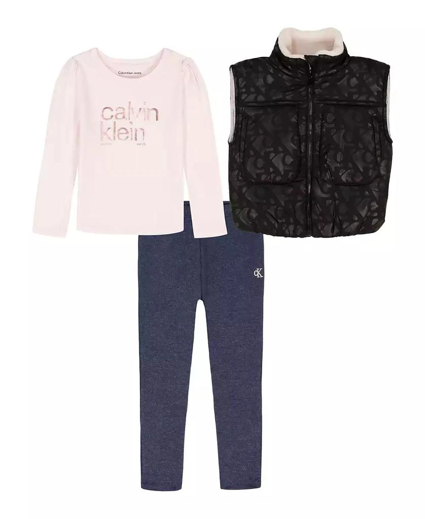 Calvin Klein Girls
 4-6X High Neck Vest, T-Shirt and Pants, 3-Piece Set