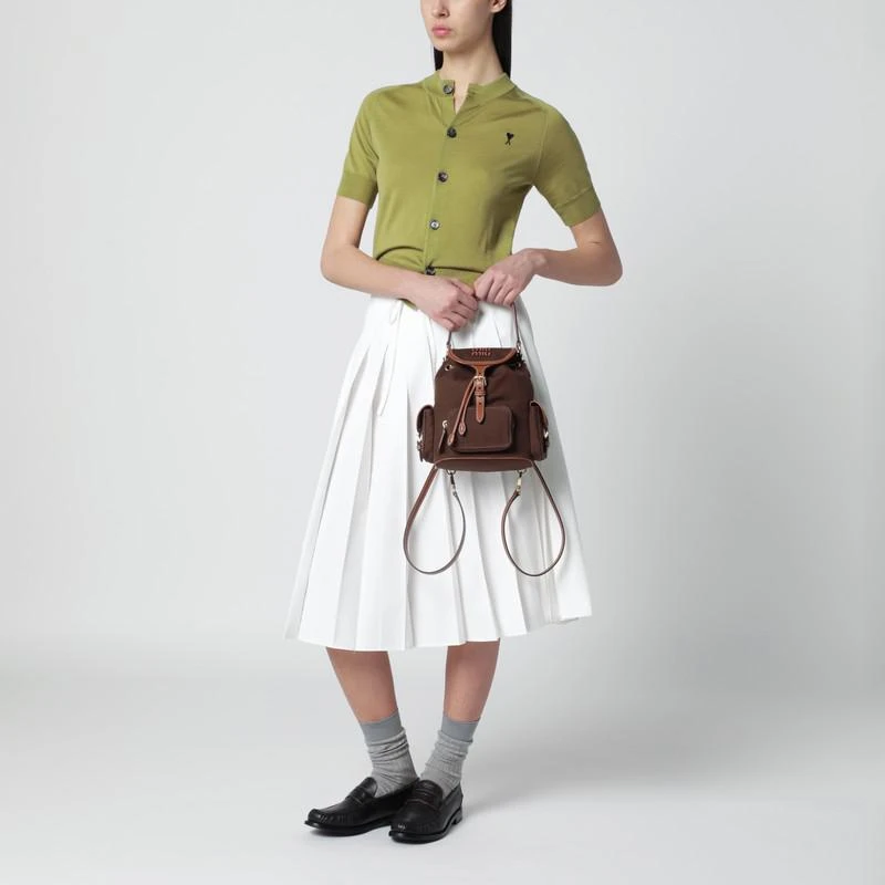 Miu Miu Backpack in hemp and leather cacao/brandy 2