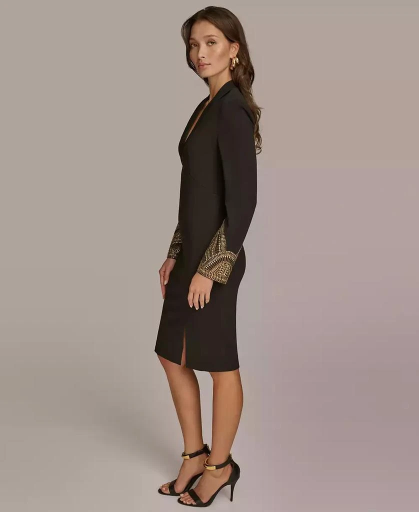 Donna Karan Women's V-Neck Embellished-Cuff Dress 3