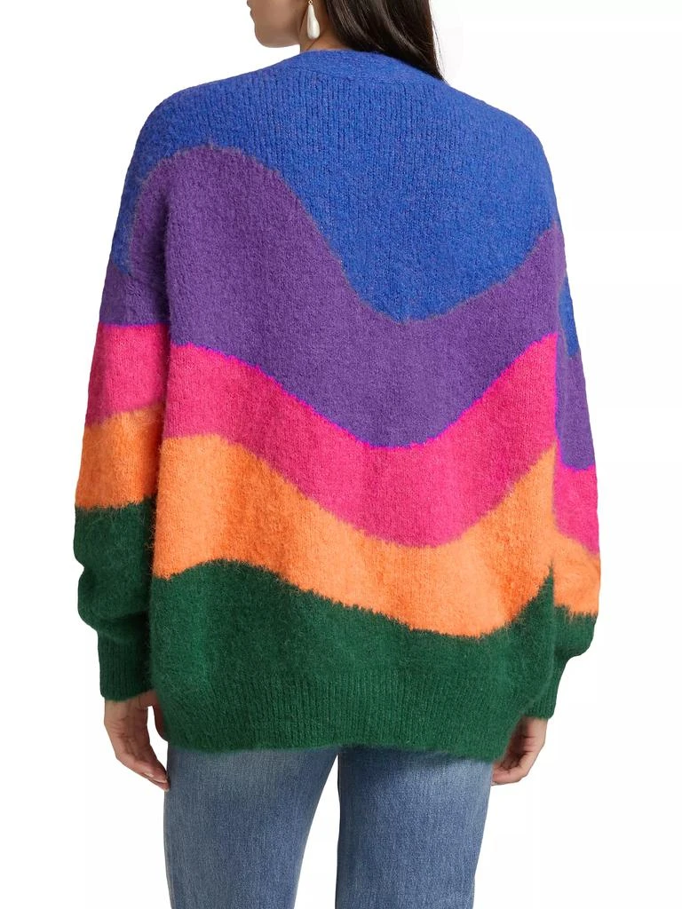 Farm Rio Wave Striped Knit V-Neck Cardigan 5