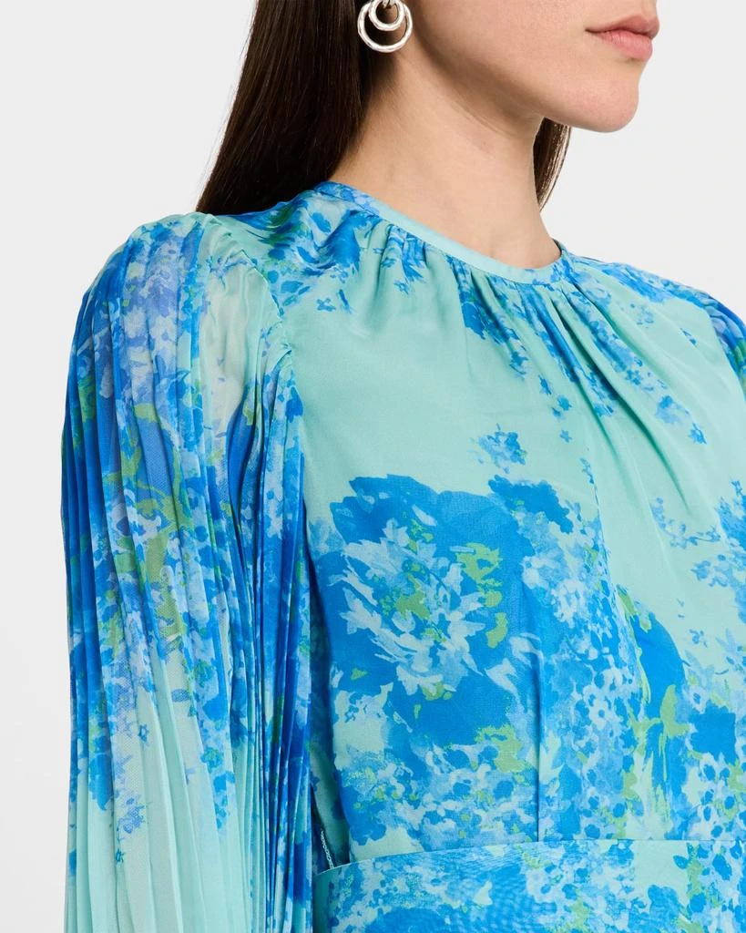 Teri Jon Pleated Floral-Print Blouson-Sleeve Gown 5