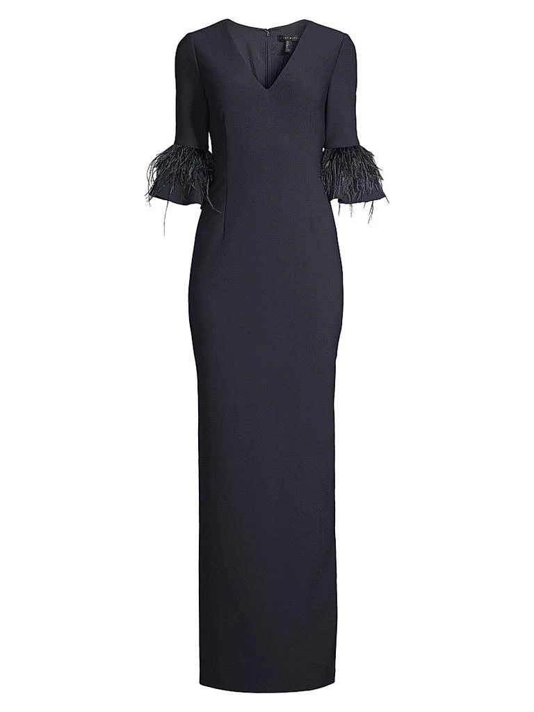 Aidan Mattox Feather-Trim Column Gown 1