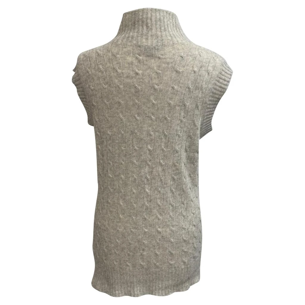 Burberry London Cable-Knit Roll Neck Vest Sweater in Grey Wool 3