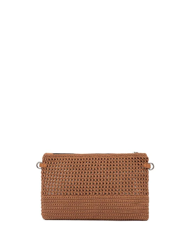 Gianni Chiarini Victoria Leather Clutch Bag In Crochet Fabric 3