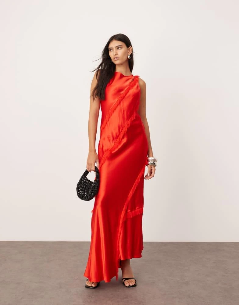 navy blue dress for baby girl ASOS EDITION drape asymmetric midi dress in satin main image 1
