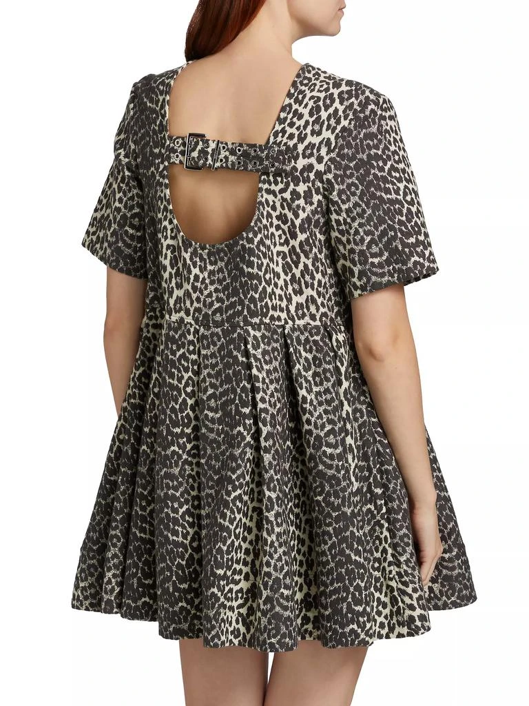 Ganni Leopard Cotton Tweed Minidress 5