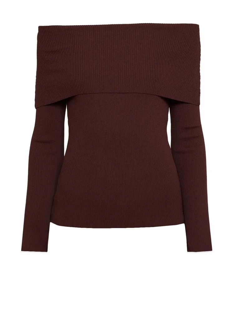 Pixie Market Chocolate Off The Shoulder Knit Top 5