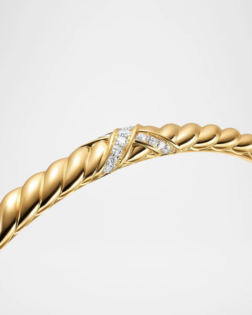 David Yurman Sculpted Cable X Bracelet with Diamonds in 18K Gold, 4.6mm 5