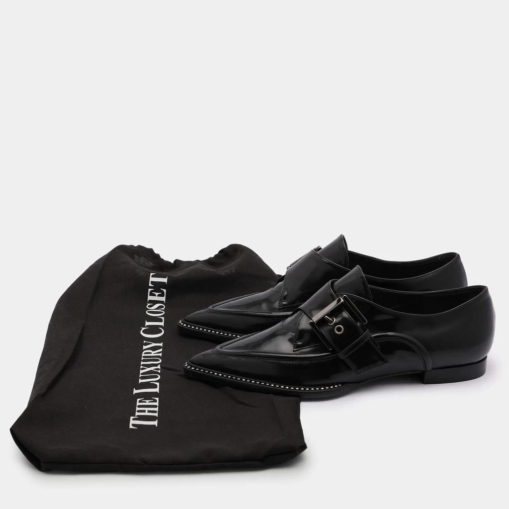 N°21 Nº21 Black Leather Crystal Embellished Buckle Slip On Loafers Size 35 9