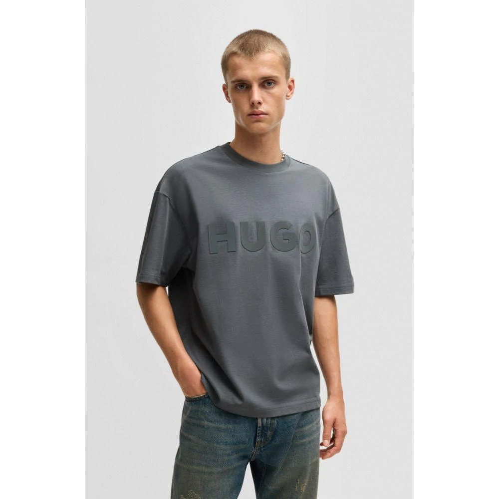 Hugo Boss Oversize-fit T-shirt in cotton with decorative reflective logo 3