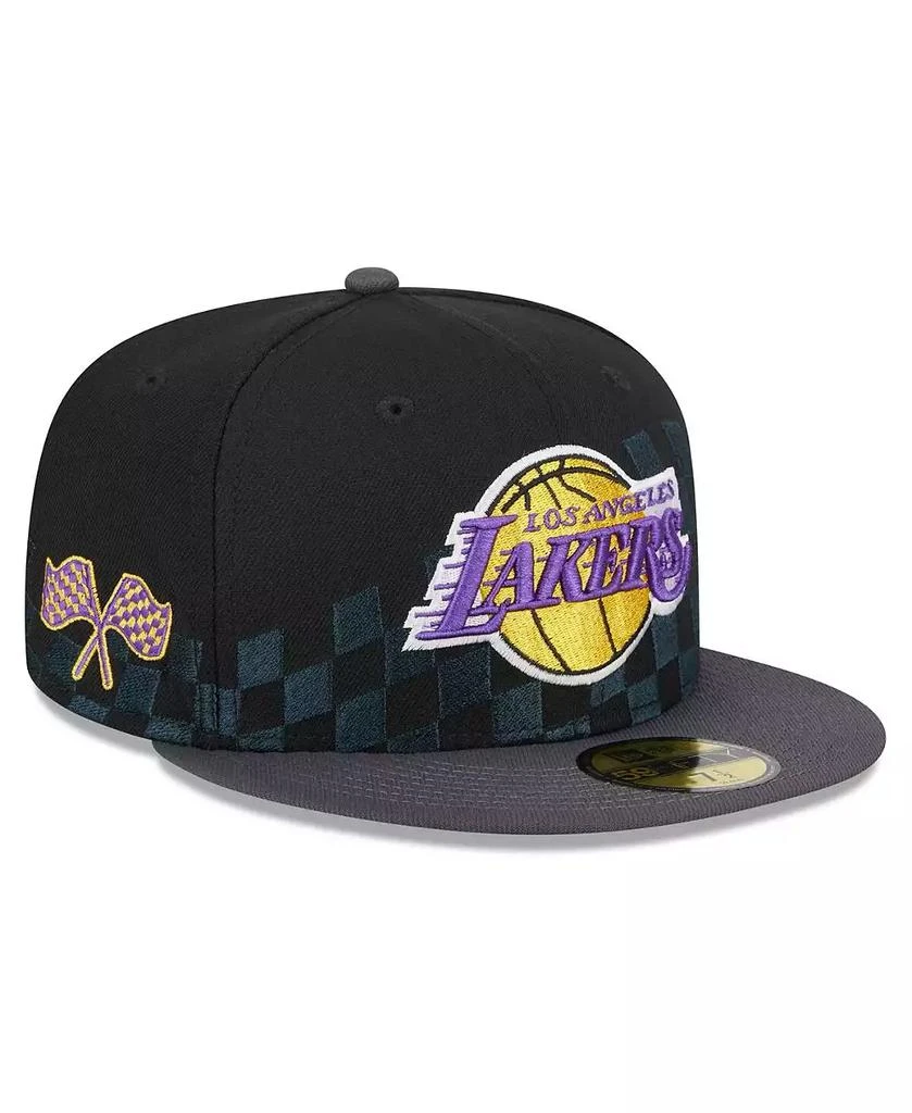 New Era Men's Black Los Angeles Lakers 2024 NBA All-Star Game Rally Drive Checkerboard 59FIFTY Crown Fitted Hat 1