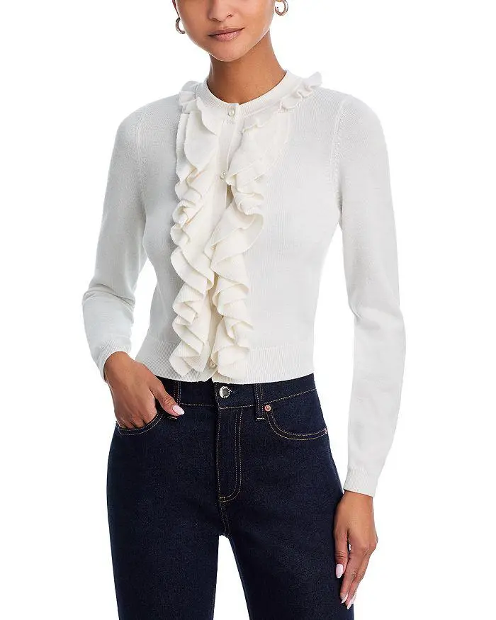 Alice + Olivia Dollie Ruffle Trim Cardigan
