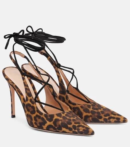 Gianvito Rossi 95 leopard-print suede slingback pumps 1