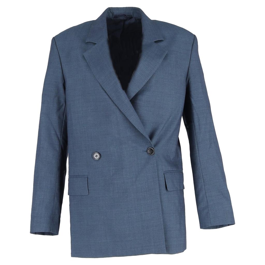 Acne Studios Jamalik Double-Breasted Blazer in Navy Blue Polyester