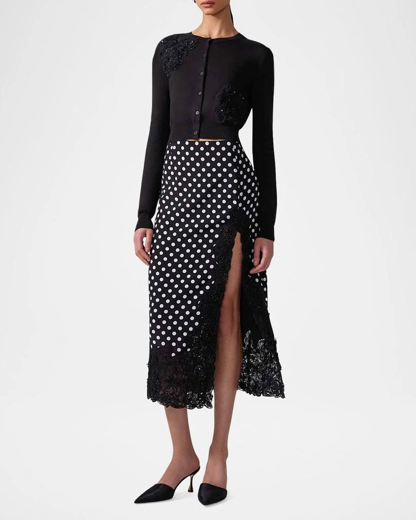 Carolina Herrera Beaded Lace Crewneck Crop Cardigan 2