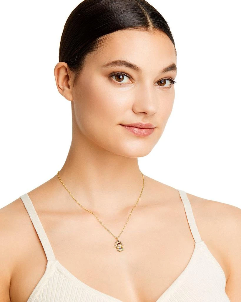 Bloomingdale
s Rainbow Gemstone 
Diamond Hamsa Pendant Necklace in 14K Yellow Gold, 18" 2