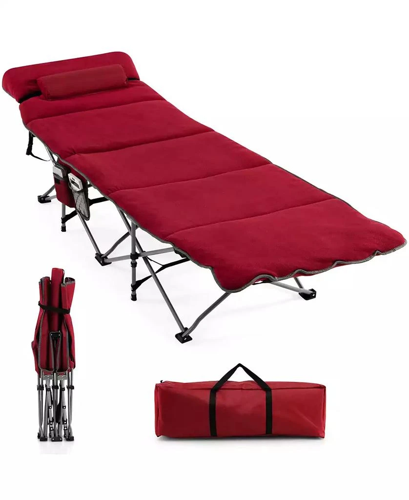 SKONYON Folding Retractable Travel Camping Cot with Mattress and Carry Bag