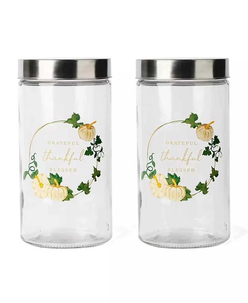 American Atelier Pumpkin Wreath Glass Jar, 60 oz 1