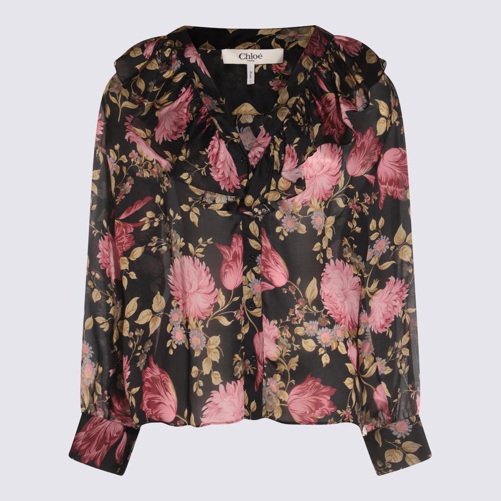 Chloé Chloé Black And Multicolor Silk Top