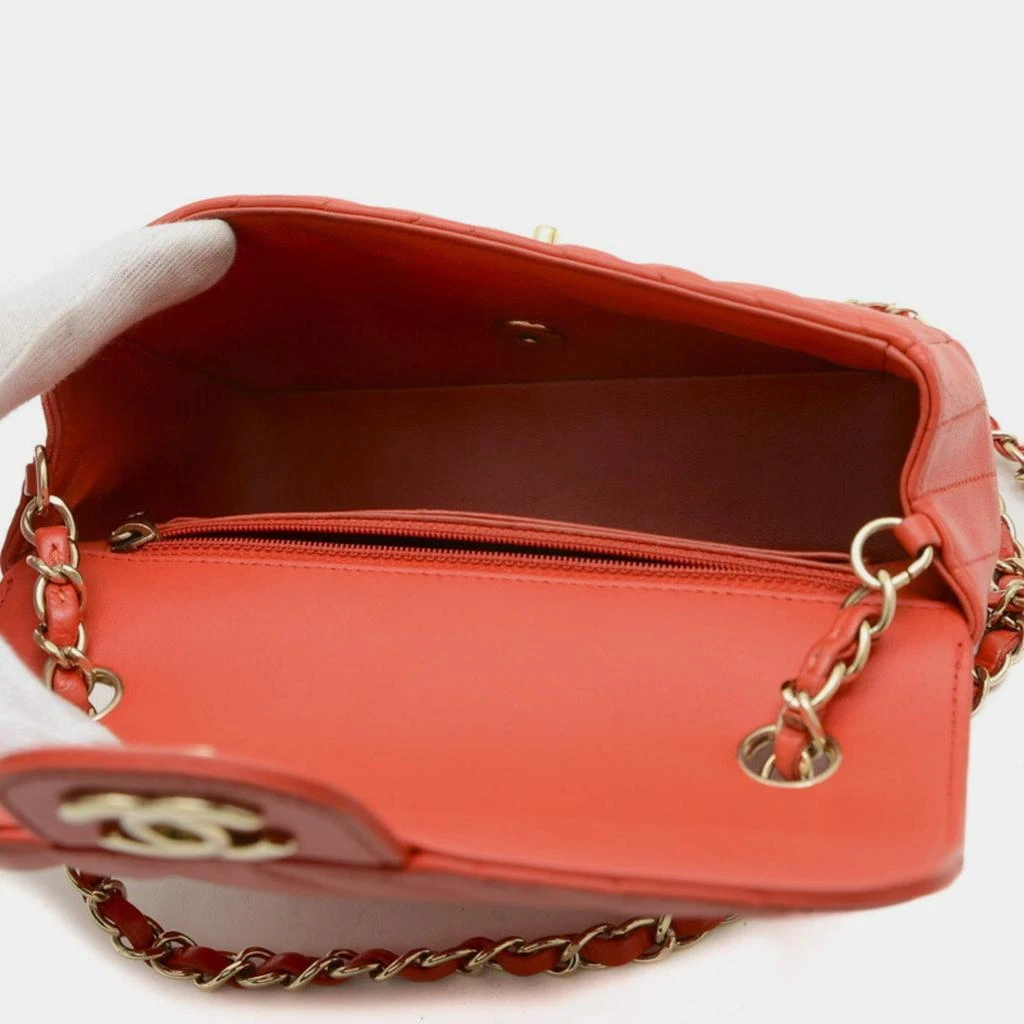 Chanel Chanel Red Lambskin Leather Chevron Chain Shoulder Bag 8