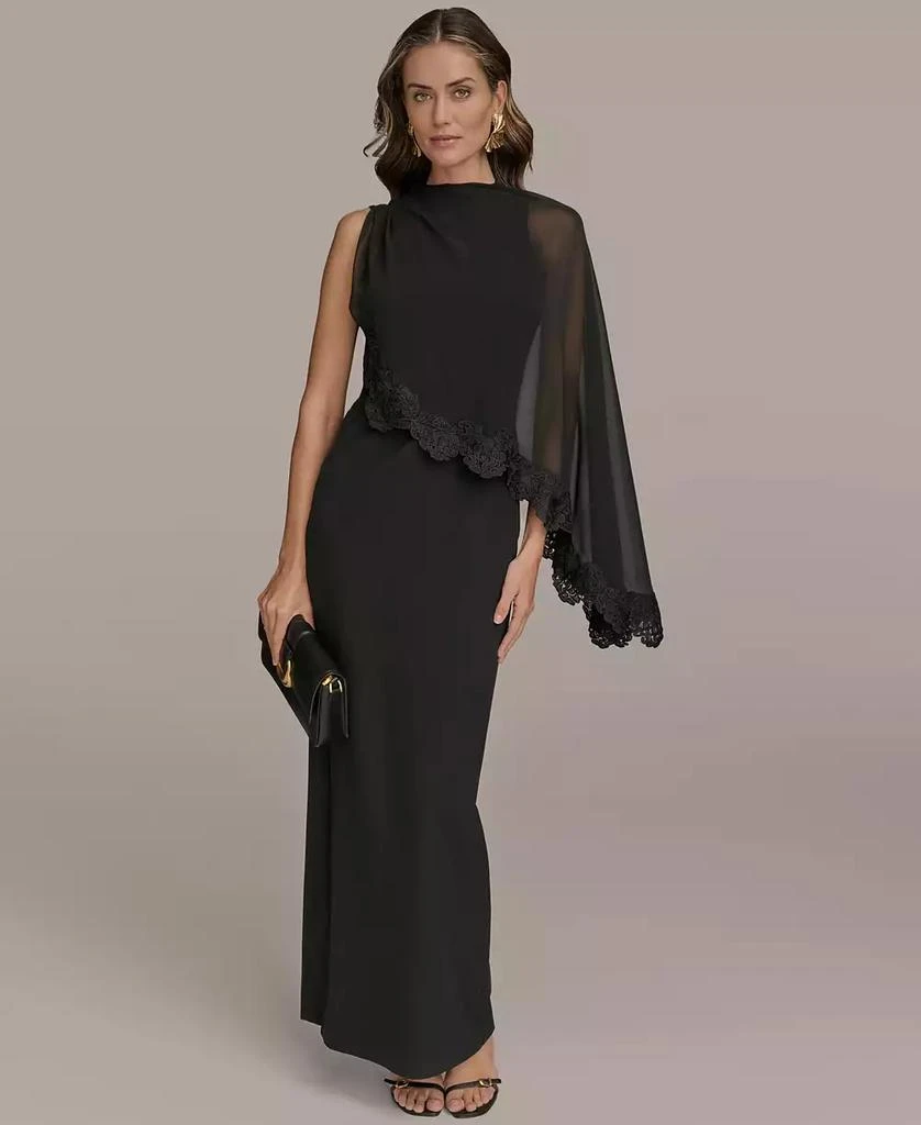 Donna Karan Women's Chiffon-Cape-Overlay Gown 1