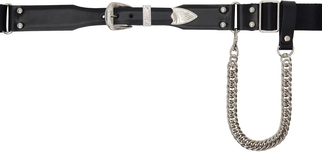 Toga Pulla Black Leather Nylon Chain Belt 1