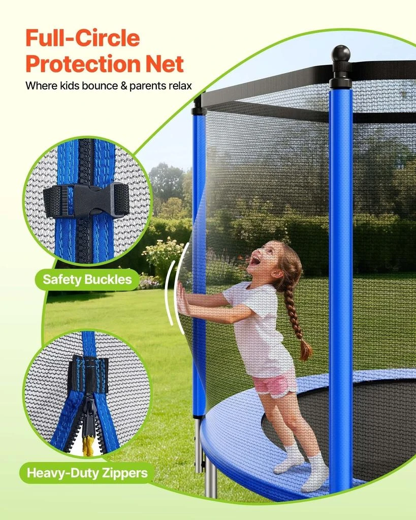 VVOR Outdoor Trampoline, 15FT Round Recreational Trampoline with Enclosure Net, ASTM Approved, Heavy Duty Trampolines, Max 470 lbs Weight Capacity, Anti-Rust Backyard Trampolines for Kids 
Adults 3