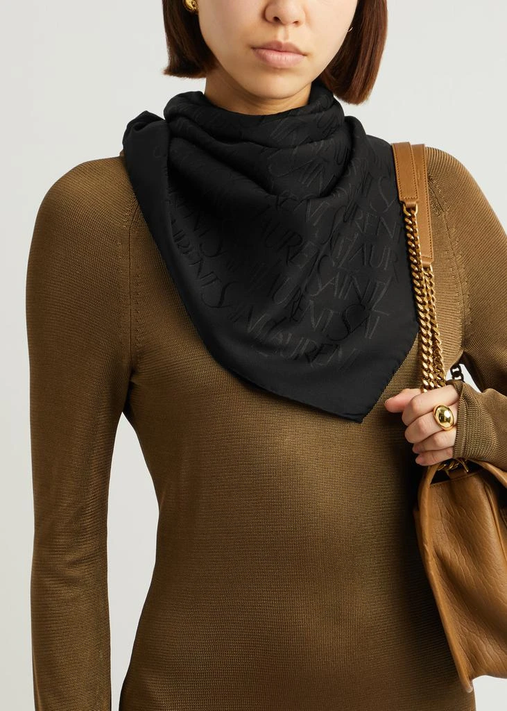 Yves Saint Laurent Logo-jacquard silk scarf 2