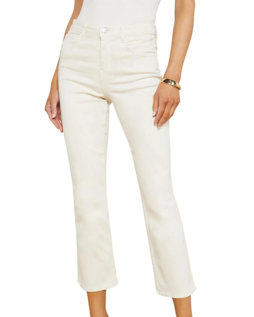L'Agence Tati High Rise Crop Micro Boot Jeans In French Vanilla 1