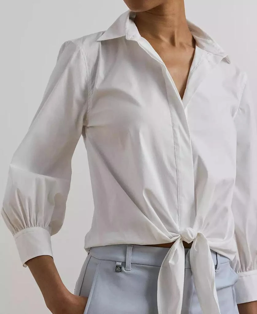 Ralph Lauren Women's Tie-Waist Stretch-Cotton Blend Shirt 3