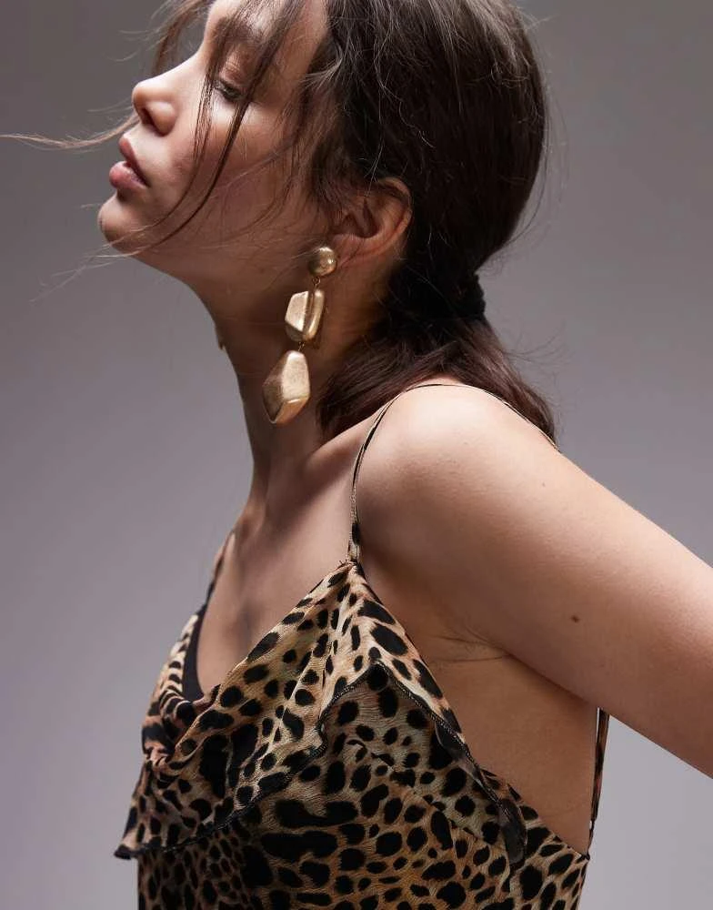 Topshop Topshop sheer drape mini dress in cheetah 3