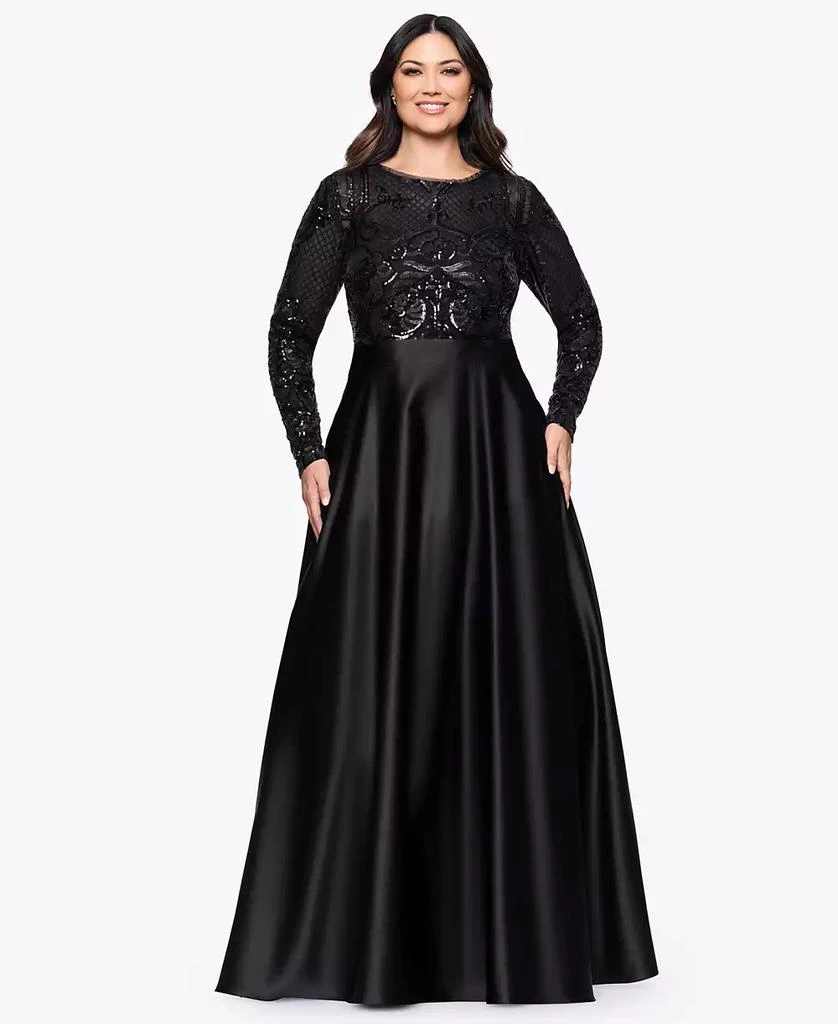 chinese dress ladies Betsy and Adam Long Sleeve Sequin 