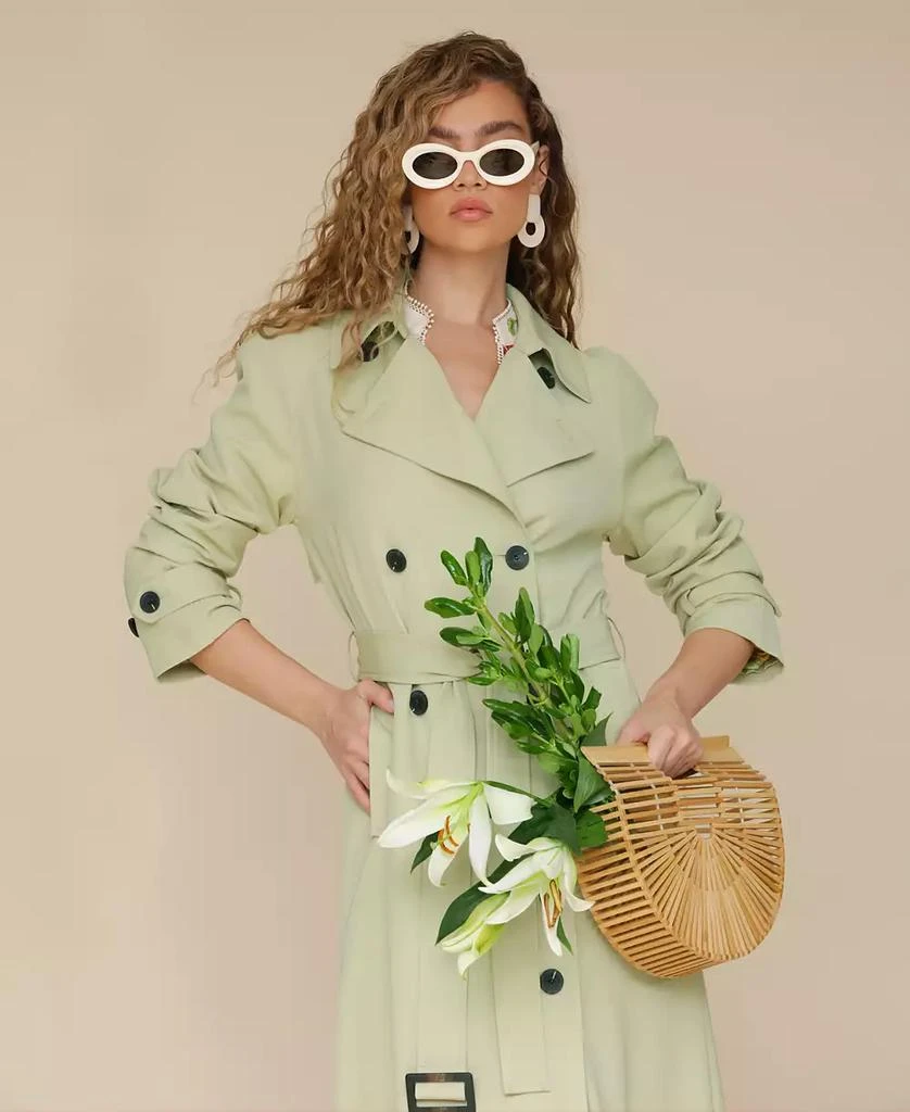 Avec Les Filles Women's Double-Breasted Maxi Trench Coat 10