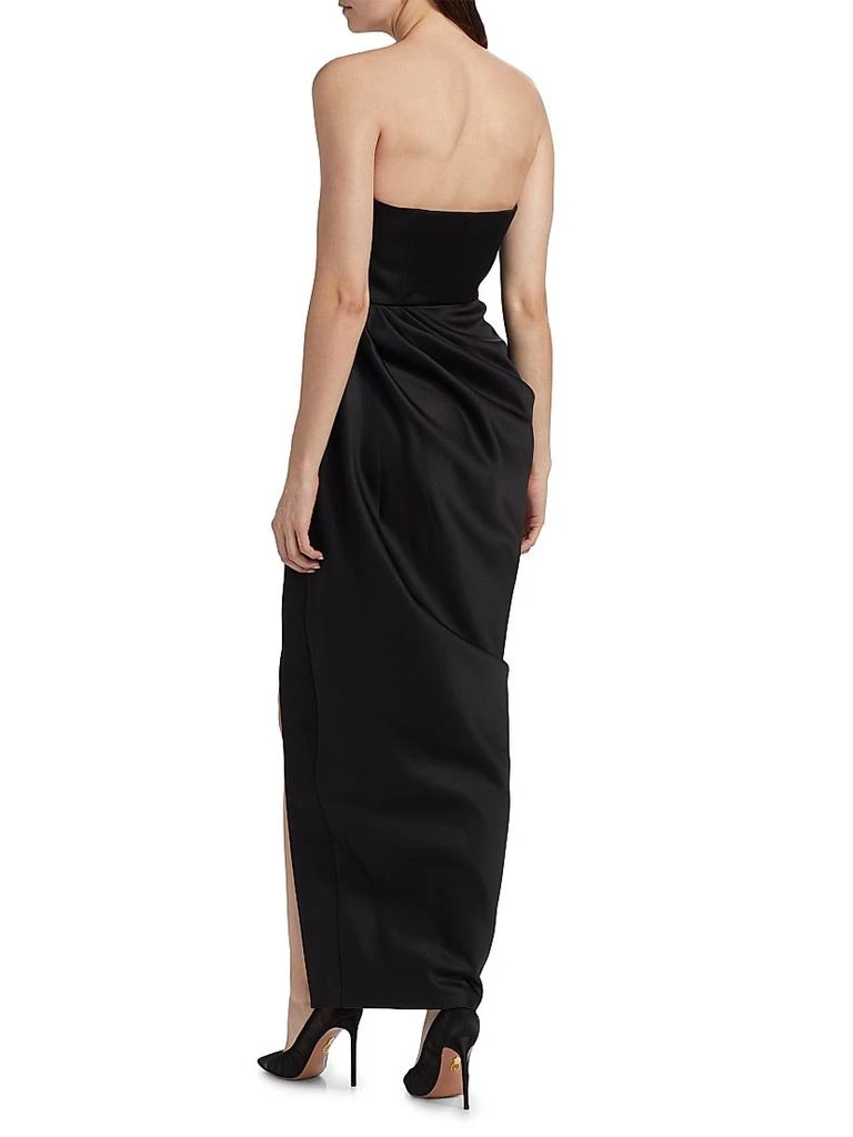 fall midi dress Lady Black Tie - Fall Floral Satin Midi Dress - Rust