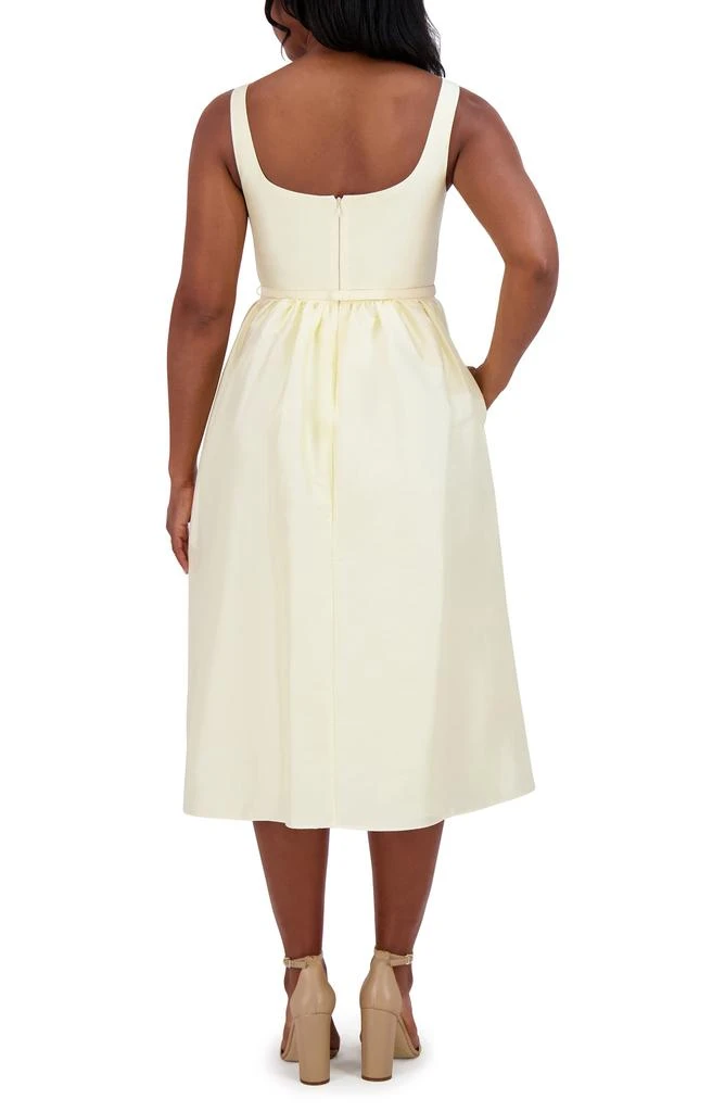 slim fit dress slacks Women's Dillon Fit and Flare Square Neck Organza Midi Dress  XS/S/M/L/XL/Customize Light Yellow