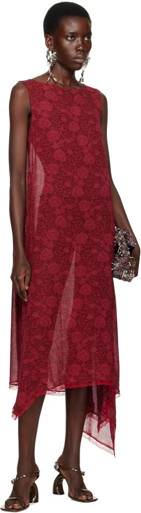 Dries Van Noten Red Loose Asymmetric Midi Dress 4