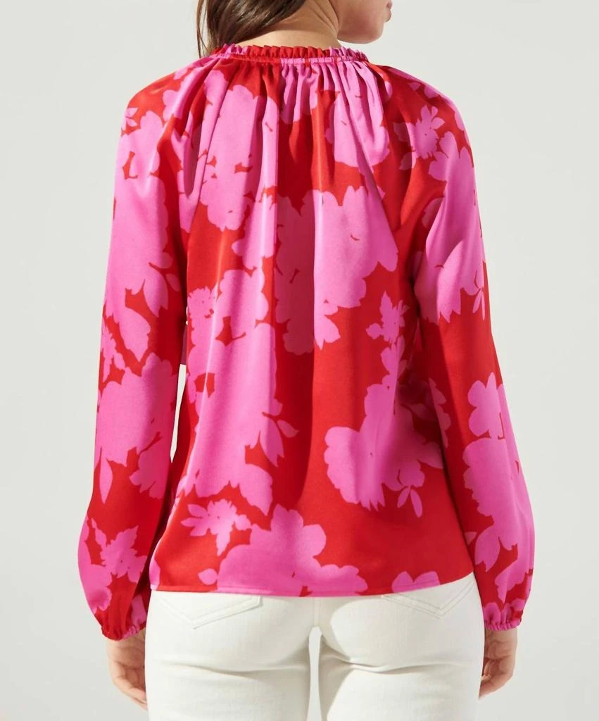 Sugarlips Burning Love Split Neck Blouse In Cherry Pink 2