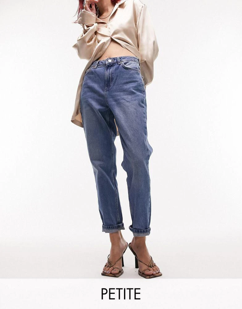 Topshop Petite Topshop Petite Mom jeans in mid blue 1