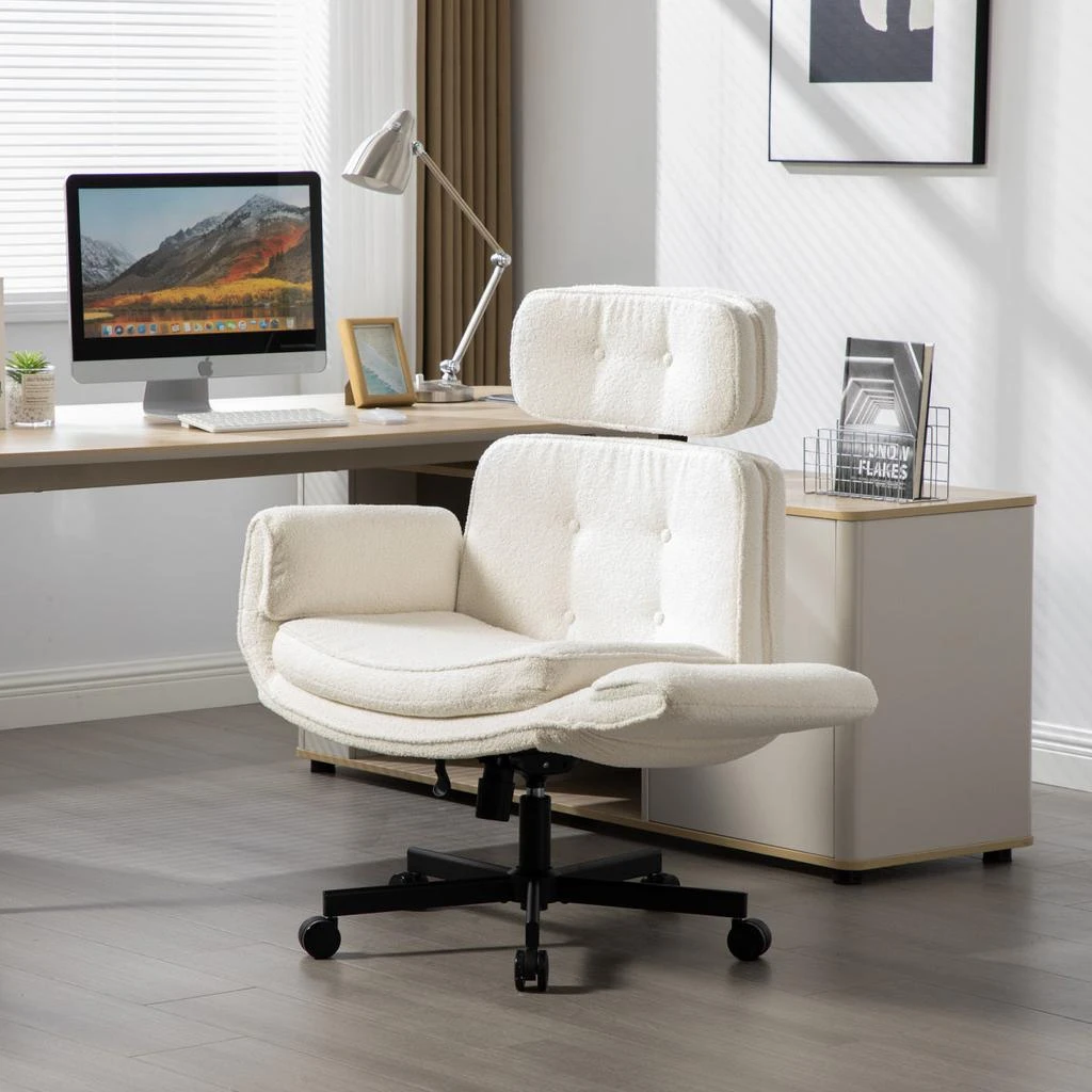 Streamdale Furniture Streamdale Criss Cross Chair with Adjustable Armrests, Wheels
Headrest, Ivory