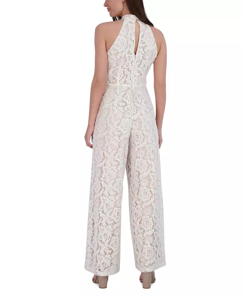 julia jordan Women's Lace Twist-Neck Wide-Leg Jumpsuit